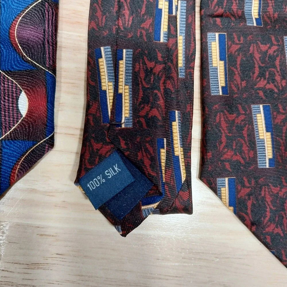 Keith Daniels Mens Neckties Lot of 4 Geometric Silk Multicolored